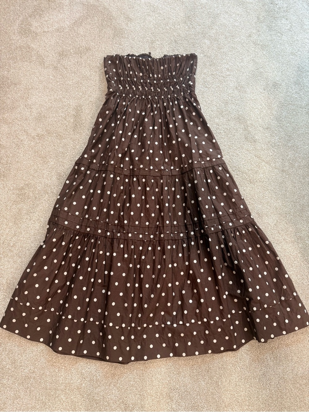 Anthropologie Brown Ruched Strapless Maxi Dress - Picture 3 of 3